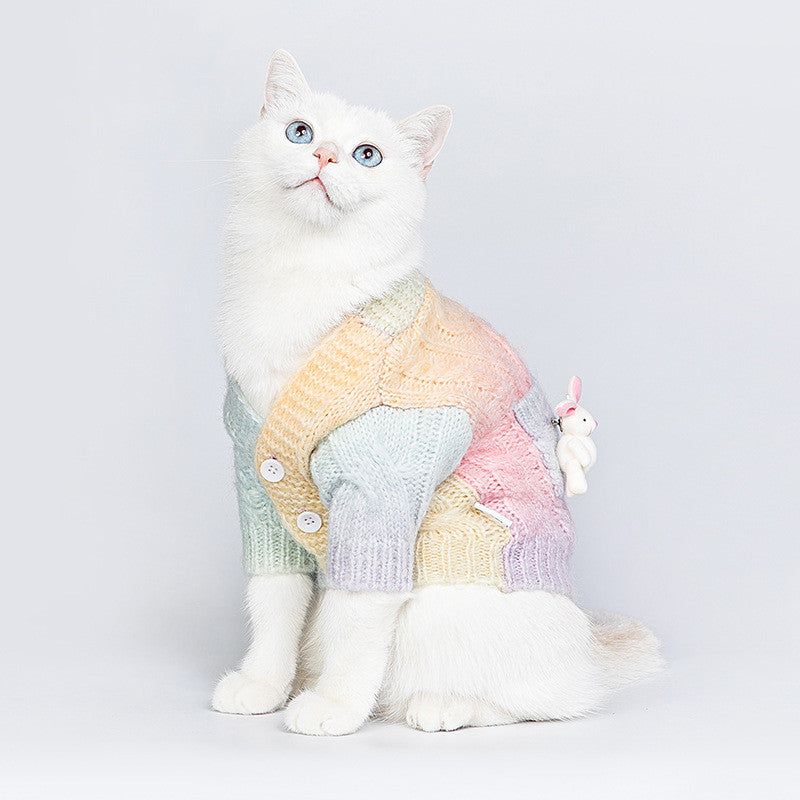 KFX-9418941 Colorful Gradient Tie-Dye Wool Cardigan Sweater for All Genders