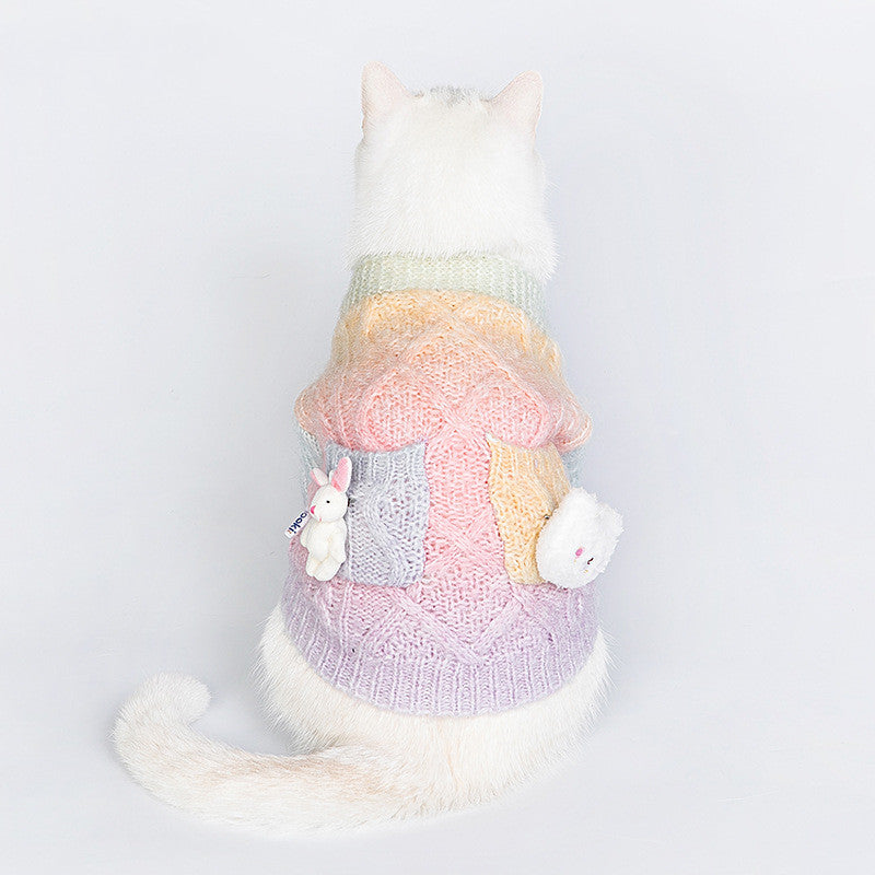KFX-9418941 Colorful Gradient Tie-Dye Wool Cardigan Sweater for All Genders