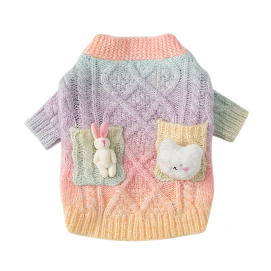 KFX-9418941 Colorful Gradient Tie-Dye Wool Cardigan Sweater for All Genders