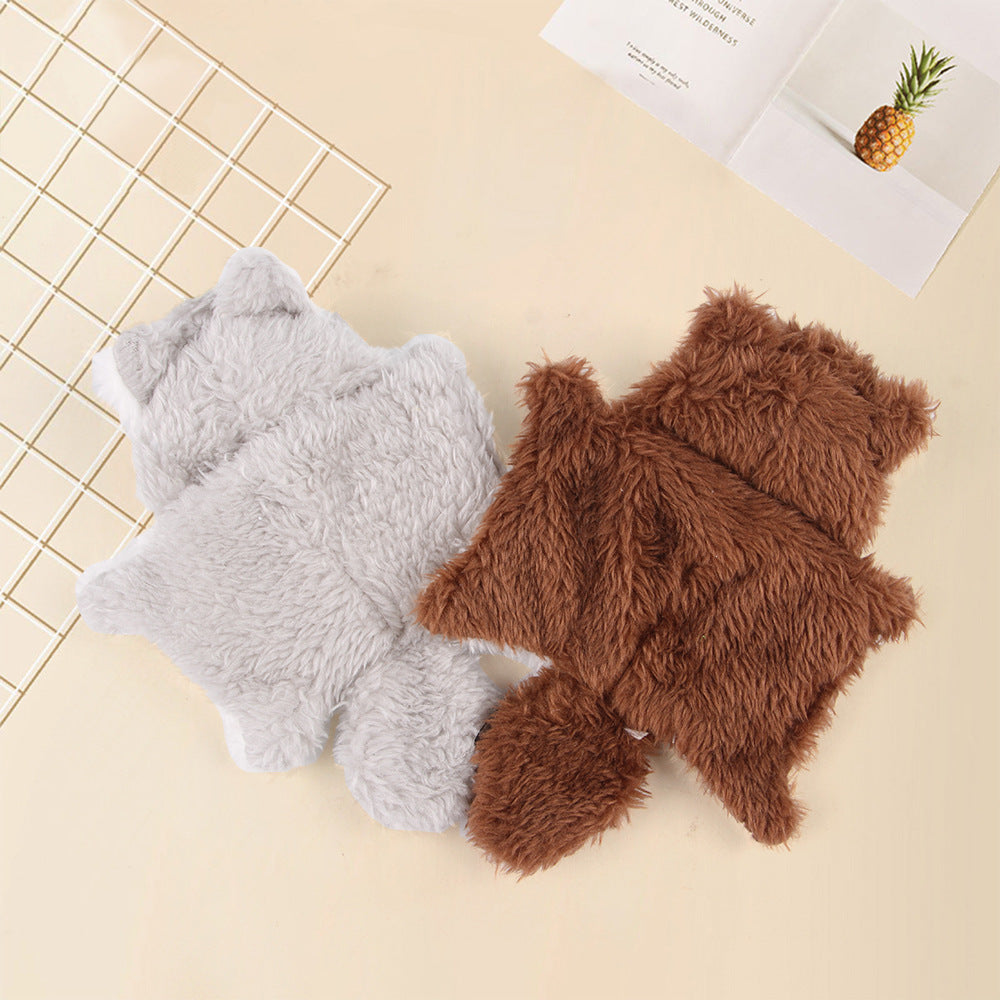 KFX-9420605 Plush Flying Squirrel Cat Teaser Toy with Ringing Sound, Brown and Gray