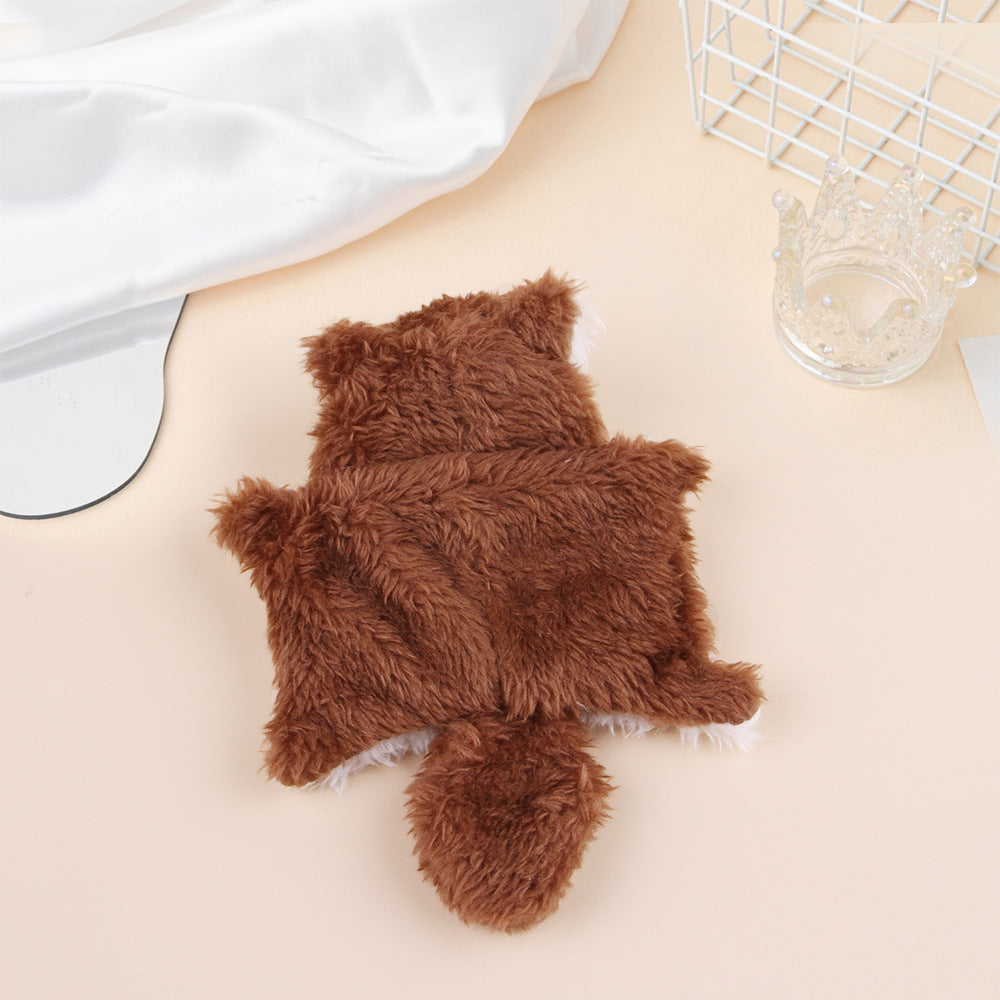 KFX-9420605 Plush Flying Squirrel Cat Teaser Toy with Ringing Sound, Brown and Gray