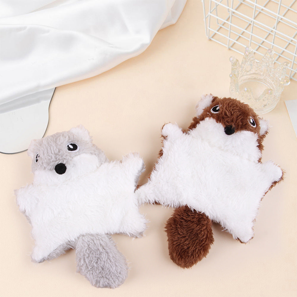 KFX-9420605 Plush Flying Squirrel Cat Teaser Toy with Ringing Sound, Brown and Gray