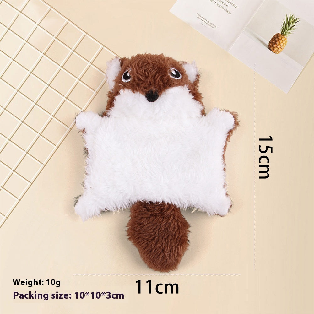 KFX-9420605 Plush Flying Squirrel Cat Teaser Toy with Ringing Sound, Brown and Gray