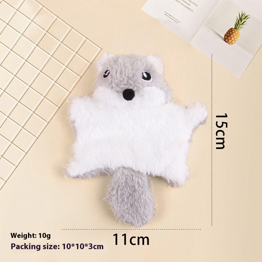 KFX-9420605 Plush Flying Squirrel Cat Teaser Toy with Ringing Sound, Brown and Gray