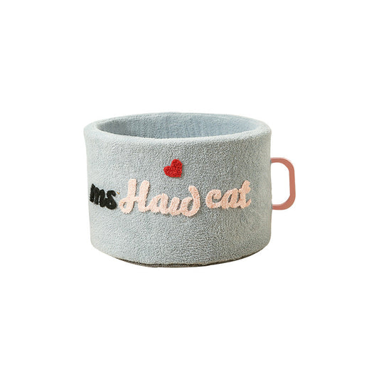 KFX-9420989 Cozy Plush Pet Kennel Teacup Bed - Removable & Washable, All Seasons, Pink, Khaki, Light Blue - Sizes S & M