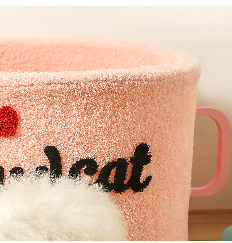 KFX-9420989 Cozy Plush Pet Kennel Teacup Bed - Removable & Washable, All Seasons, Pink, Khaki, Light Blue - Sizes S & M