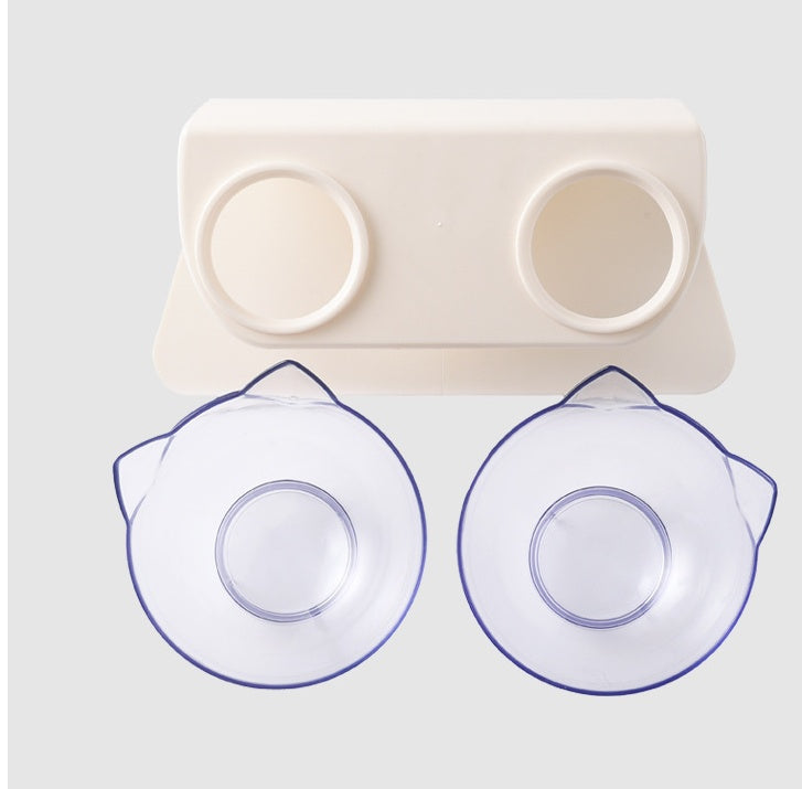 KFX-9421117 Tilted Cat Ear Design Bowl for Cervical Vertebra Protection - White, PP Base and AS Bowl Material