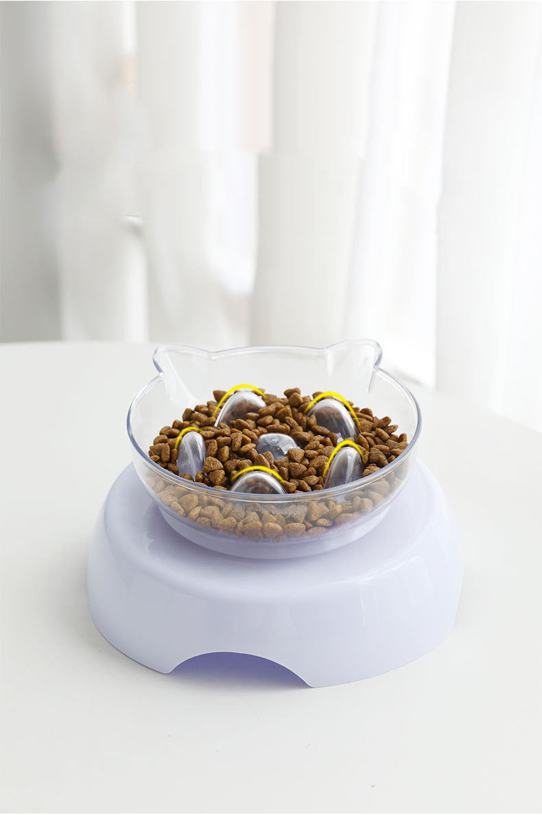 KFX-9421117 Tilted Cat Ear Design Bowl for Cervical Vertebra Protection - White, PP Base and AS Bowl Material
