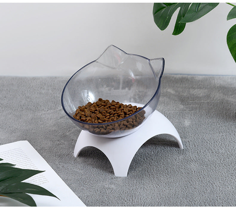 KFX-9421117 Tilted Cat Ear Design Bowl for Cervical Vertebra Protection - White, PP Base and AS Bowl Material