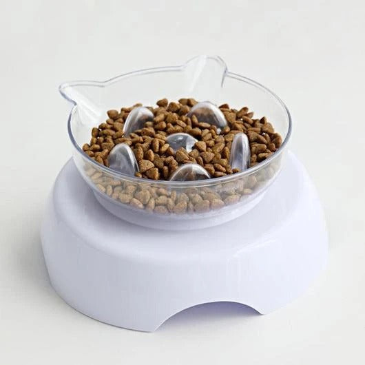 KFX-9421117 Tilted Cat Ear Design Bowl for Cervical Vertebra Protection - White, PP Base and AS Bowl Material