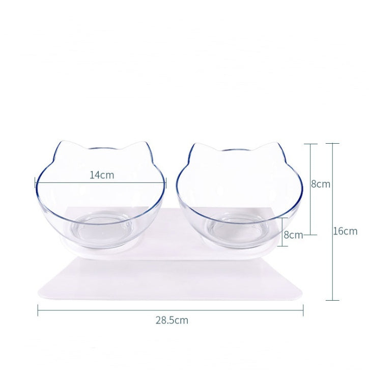 KFX-9421117 Tilted Cat Ear Design Bowl for Cervical Vertebra Protection - White, PP Base and AS Bowl Material