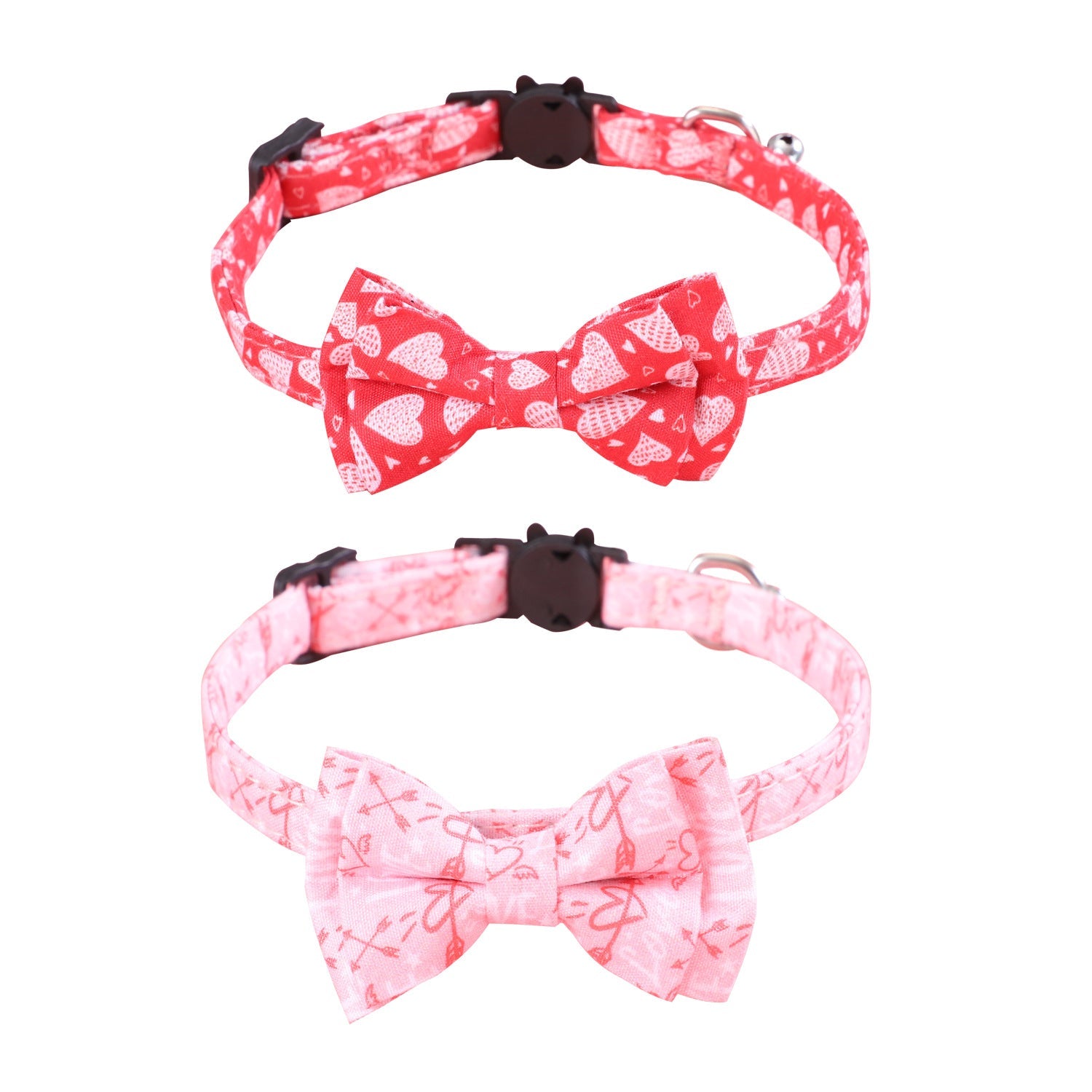 KFX-9422909 Rainbow Heart Pattern Pet Leash with Bow Tie - Adjustable Collar for Cats and Dogs
