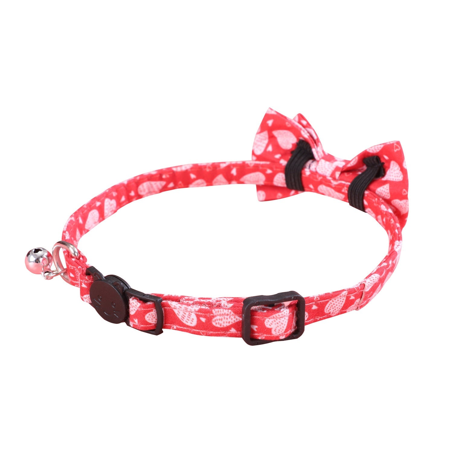 KFX-9422909 Rainbow Heart Pattern Pet Leash with Bow Tie - Adjustable Collar for Cats and Dogs