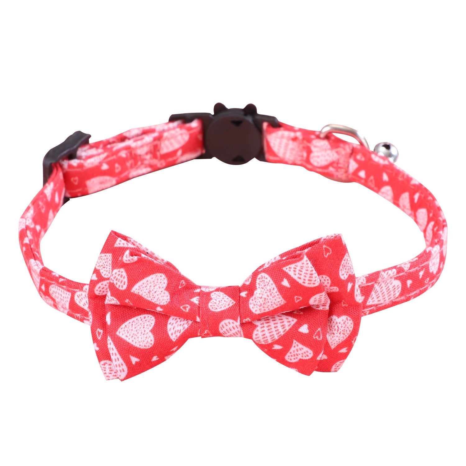 KFX-9422909 Rainbow Heart Pattern Pet Leash with Bow Tie - Adjustable Collar for Cats and Dogs