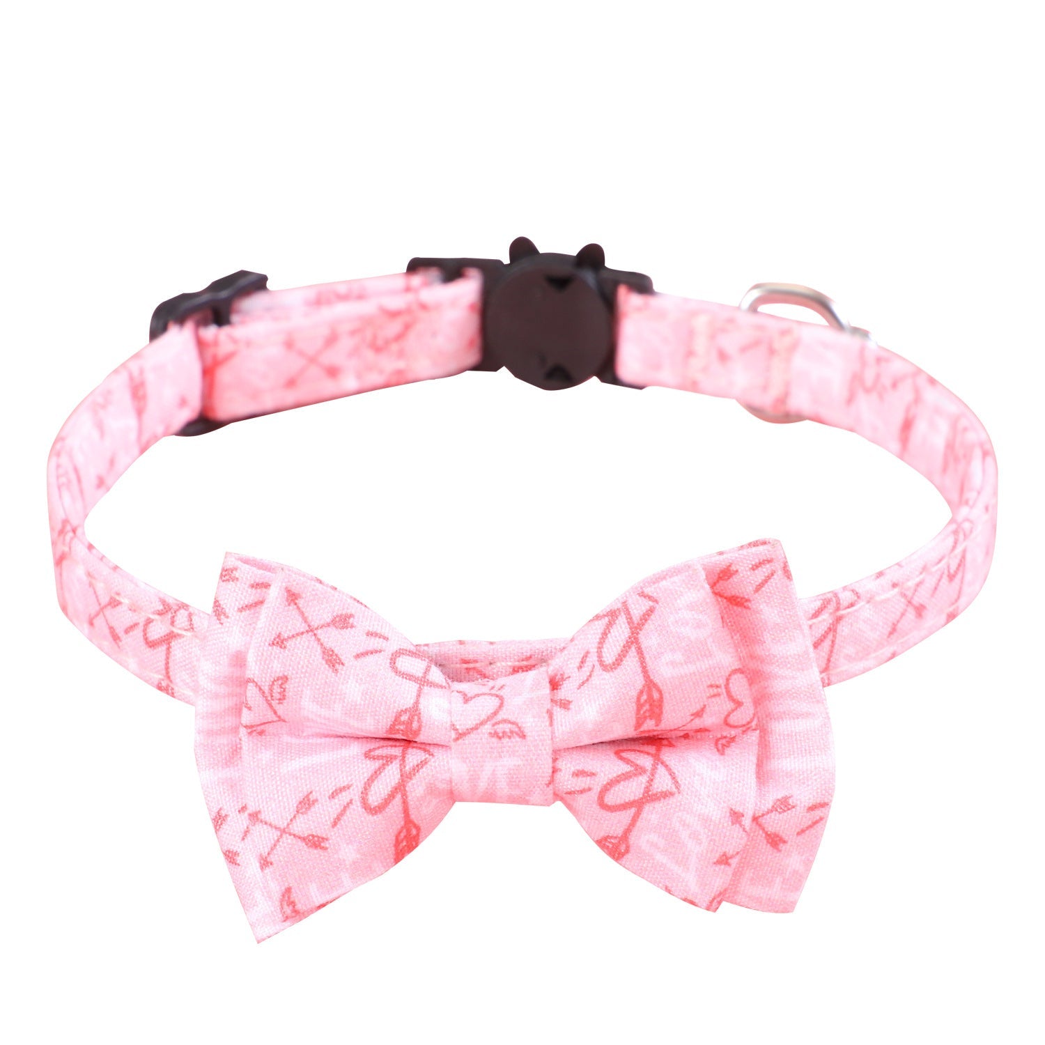 KFX-9422909 Rainbow Heart Pattern Pet Leash with Bow Tie - Adjustable Collar for Cats and Dogs