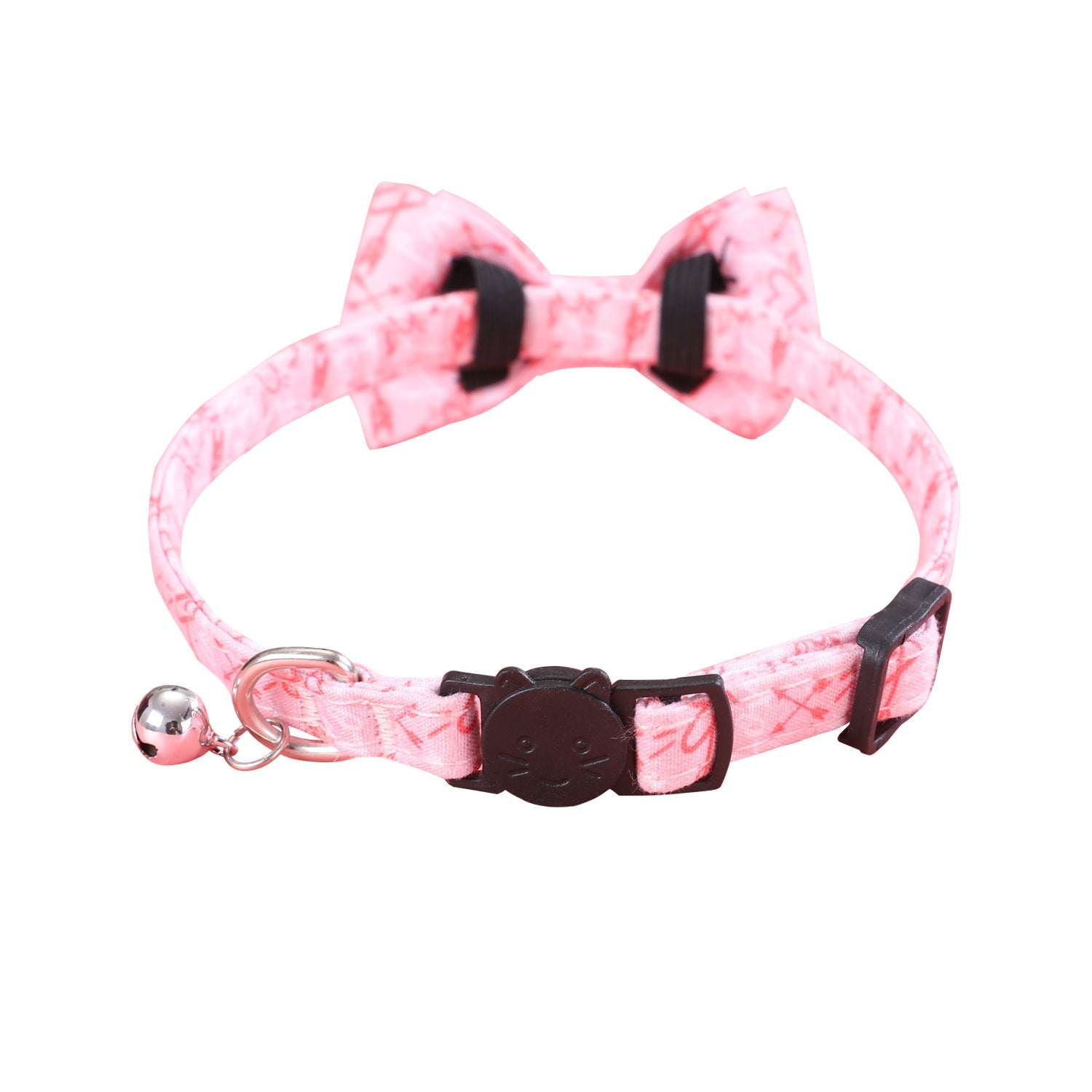 KFX-9422909 Rainbow Heart Pattern Pet Leash with Bow Tie - Adjustable Collar for Cats and Dogs