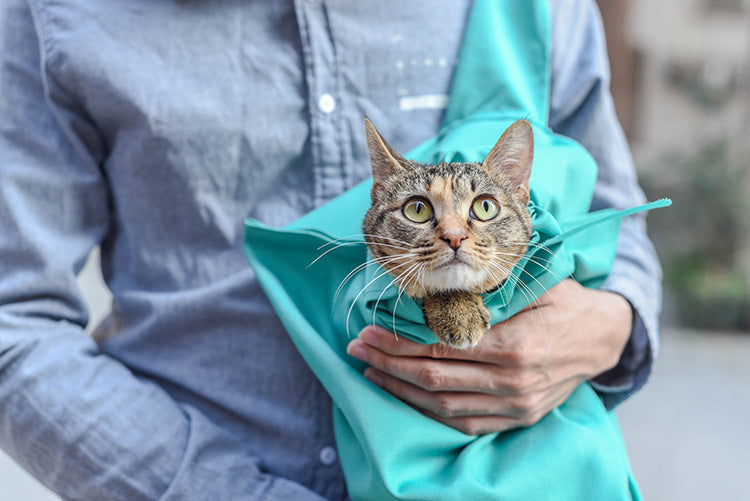 KFX-9423165 Portable Nylon Cat Hand Carry Bag for Grooming, Bathing, and Medication Administration