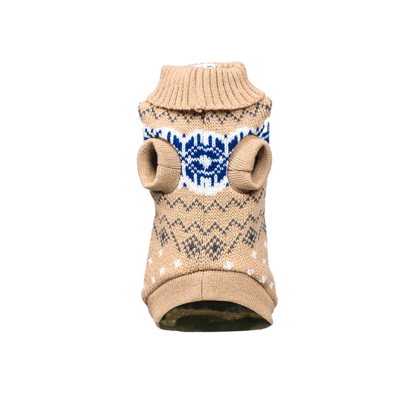 KFX-9424701 Cozy Stretch Snowflake Pet Sweater for Cats and Dogs in Haze Gray and Beige