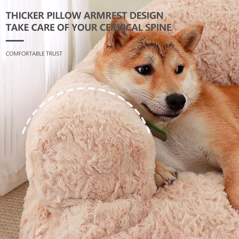KFX-9425341 All-Season Plush Pet Sofa Bed with Non-Slip Base, Durable and Scratch-Resistant Design for Dogs and Cats