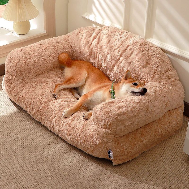 KFX-9425341 All-Season Plush Pet Sofa Bed with Non-Slip Base, Durable and Scratch-Resistant Design for Dogs and Cats