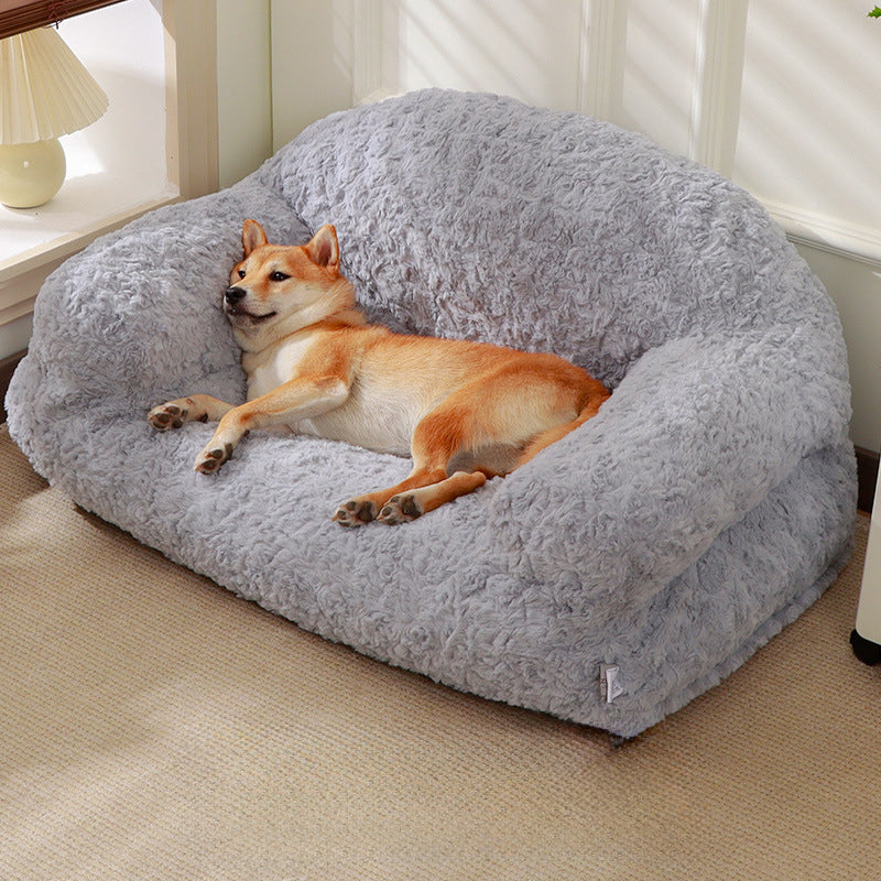 KFX-9425341 All-Season Plush Pet Sofa Bed with Non-Slip Base, Durable and Scratch-Resistant Design for Dogs and Cats