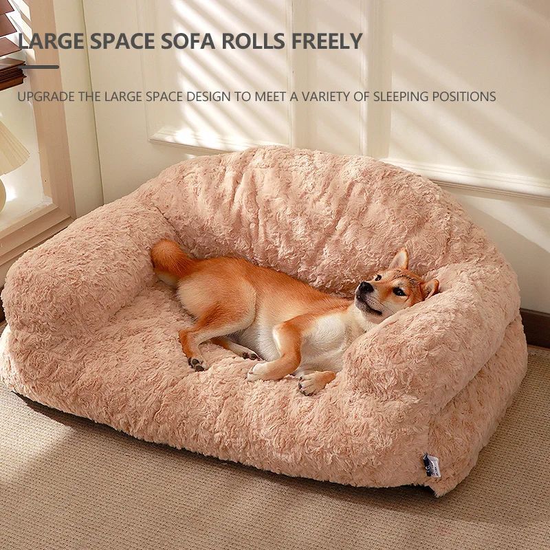 KFX-9425341 All-Season Plush Pet Sofa Bed with Non-Slip Base, Durable and Scratch-Resistant Design for Dogs and Cats