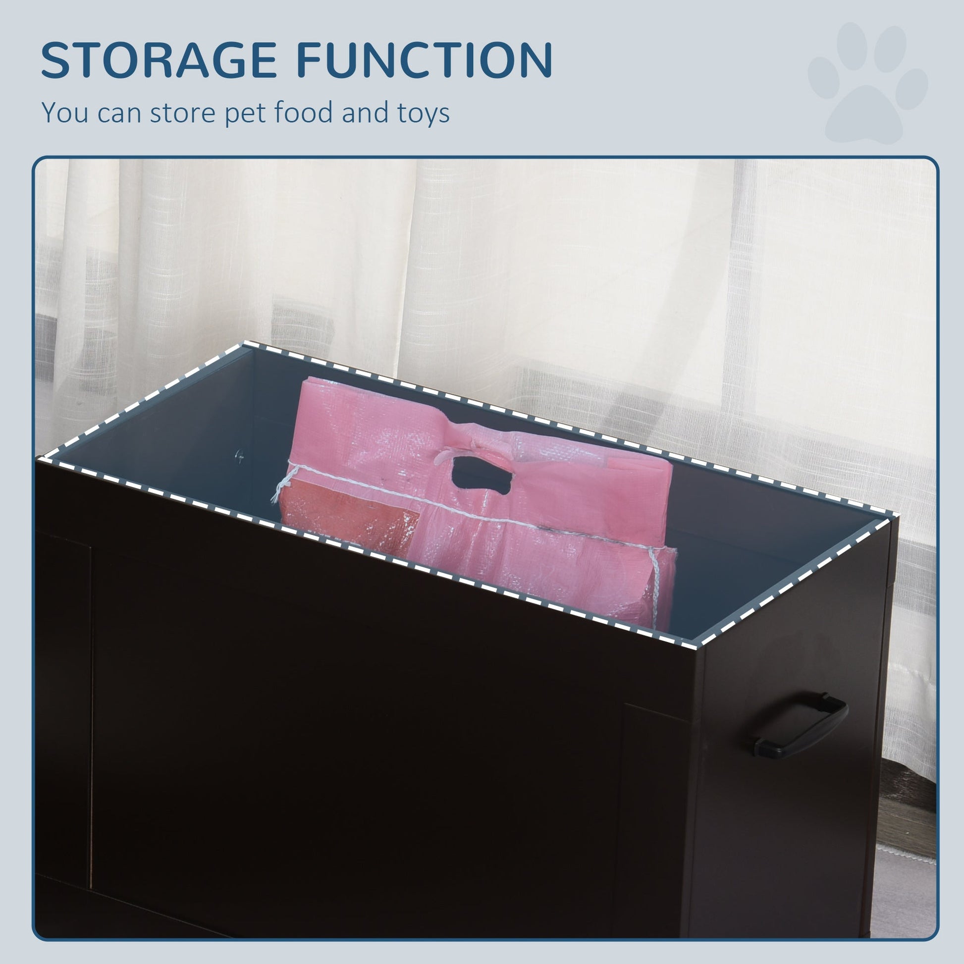KFX-9426877 Raised Pet Feeding Station with Storage and 2 Stainless Steel Bowls for Large Dogs - Coffee Finish