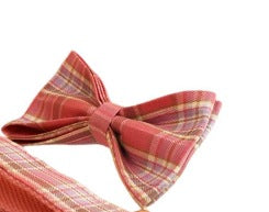 KFX-9428157 Plaid Pet Collar and Leash Set with Bow - Four-Piece Accessory Bundle for Dogs