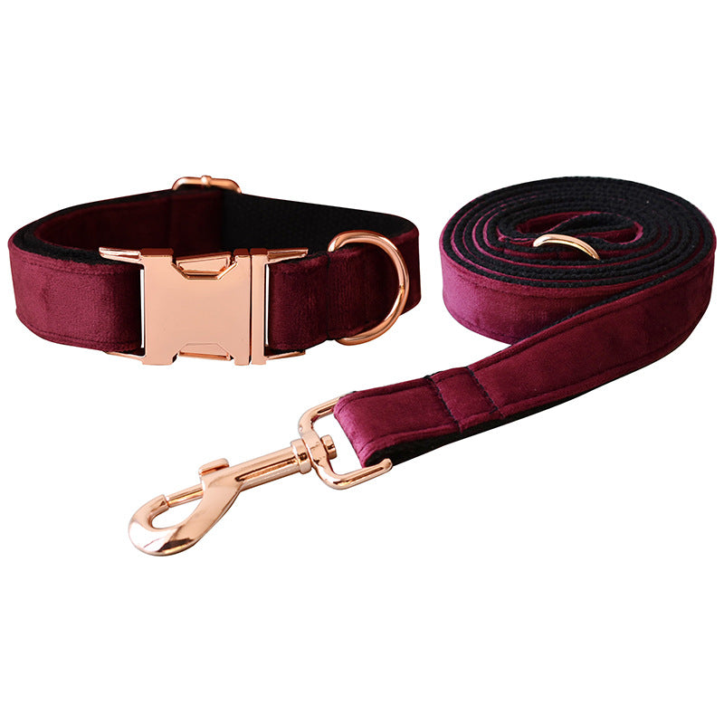 KFX-9428669 Velvet Dog Collar with Bow Knot - Adjustable Leash Set for All Breeds