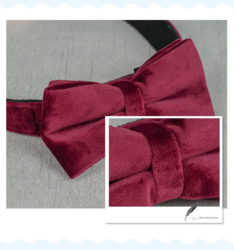 KFX-9428669 Velvet Dog Collar with Bow Knot - Adjustable Leash Set for All Breeds