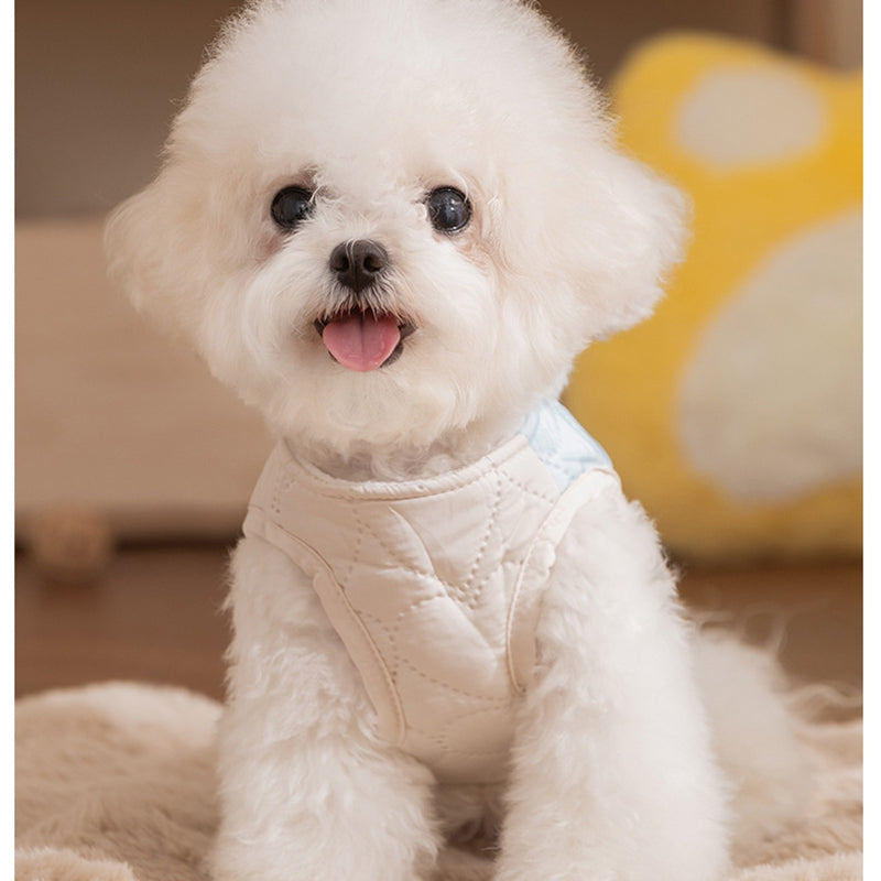 KFX-9431229 Heart-Shaped Checkered Pocket Vest for Pets – Warm Cotton-Padded Dog and Cat Clothes for Autumn/Winter