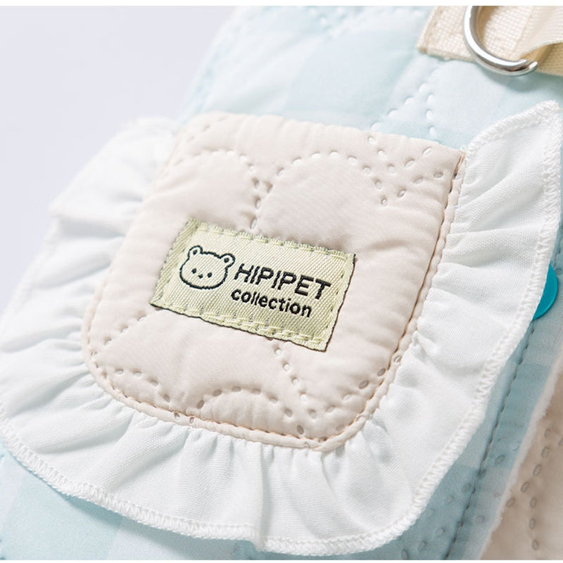 KFX-9431229 Heart-Shaped Checkered Pocket Vest for Pets – Warm Cotton-Padded Dog and Cat Clothes for Autumn/Winter