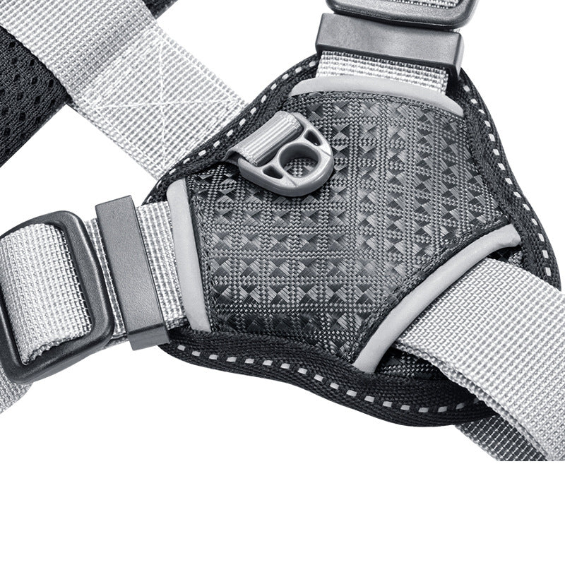 KFX-9431741 Adjustable Dog Leash Collar for Small to XL Dogs - Durable Polyester Chest and Back Harness, No Traction Rope