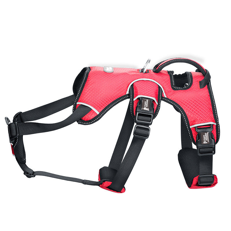 KFX-9431741 Adjustable Dog Leash Collar for Small to XL Dogs - Durable Polyester Chest and Back Harness, No Traction Rope
