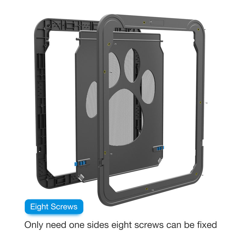 KFX-9433917 Paw Print Anti-Bite Screen Door for Medium and Large Dogs - Durable ABS Frame with Automatic Closure