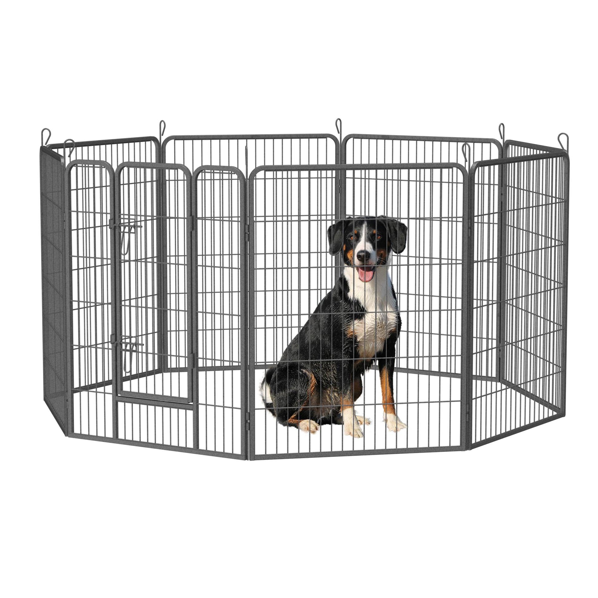 KFX-9434045 Outdoor Dog Playpen for Large and Medium Pets - Heavy Duty Metal Dog Fence with Secure Design