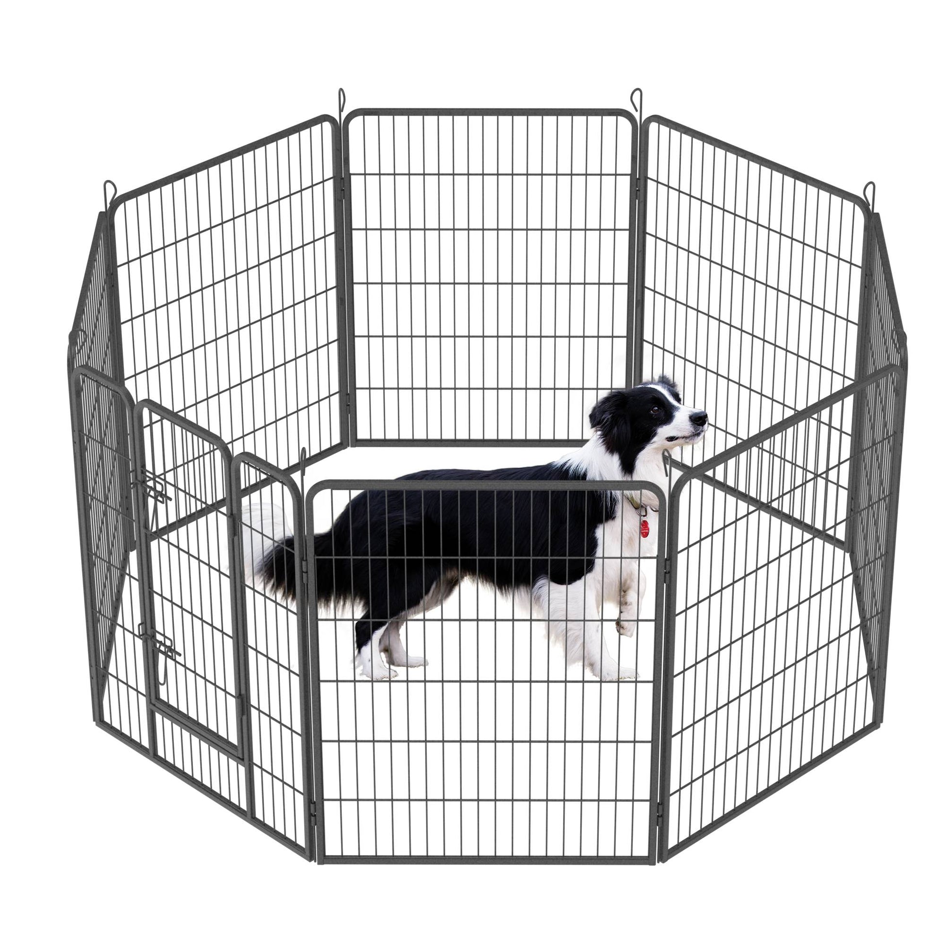 KFX-9434045 Outdoor Dog Playpen for Large and Medium Pets - Heavy Duty Metal Dog Fence with Secure Design