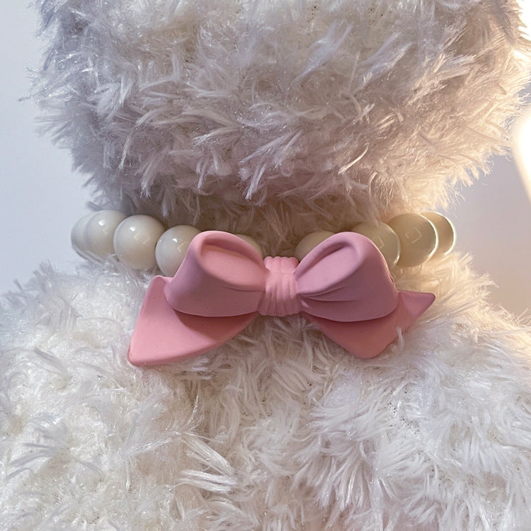 KFX-9434429 Monochrome Princess Style Cat Collar with Bow - Adjustable Size S, M, L
