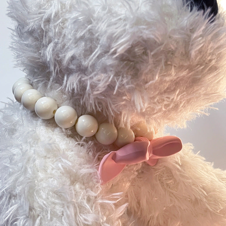 KFX-9434429 Monochrome Princess Style Cat Collar with Bow - Adjustable Size S, M, L