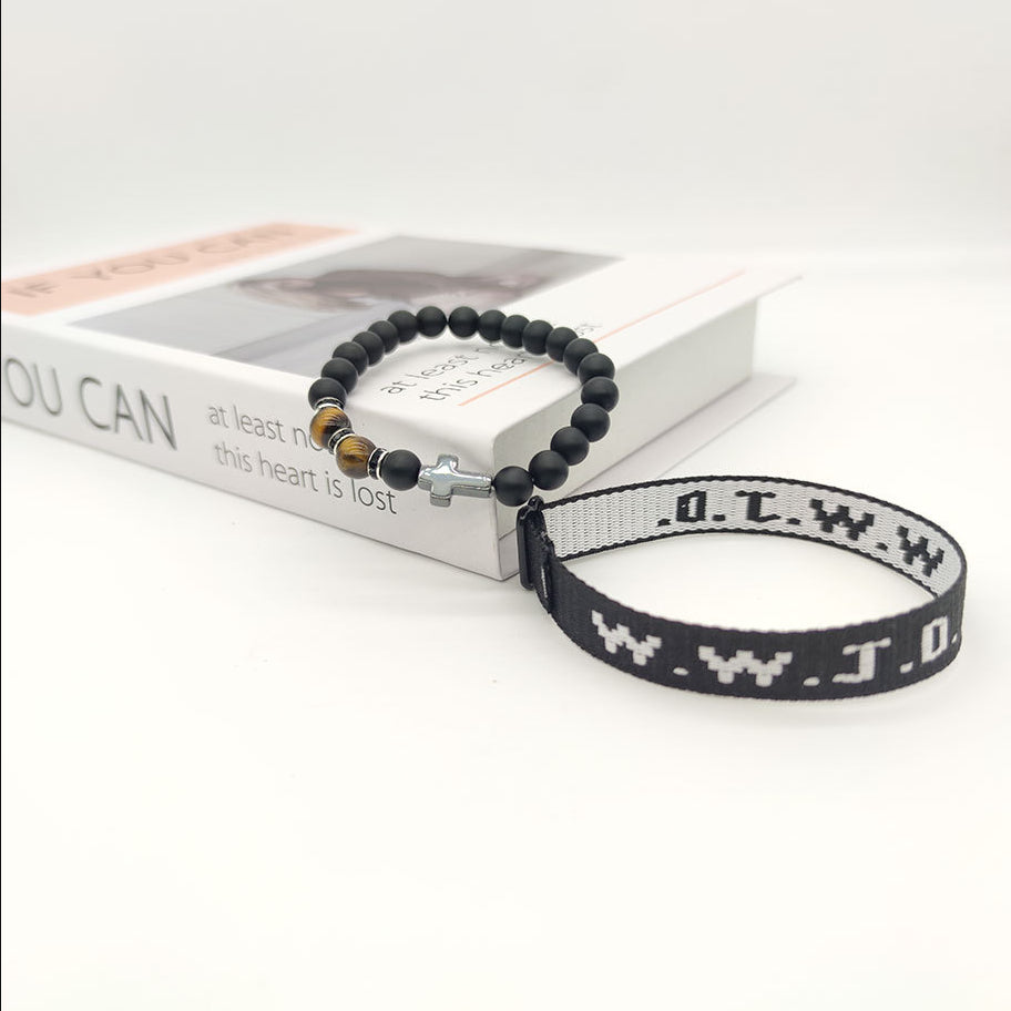 KFX-9435069 Adjustable Jacquard Printed Wrist Strap Bracelet for Unisex - Multiple Colors Available