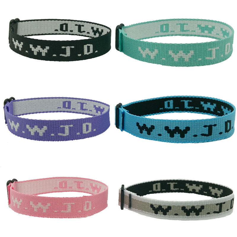 KFX-9435069 Adjustable Jacquard Printed Wrist Strap Bracelet for Unisex - Multiple Colors Available