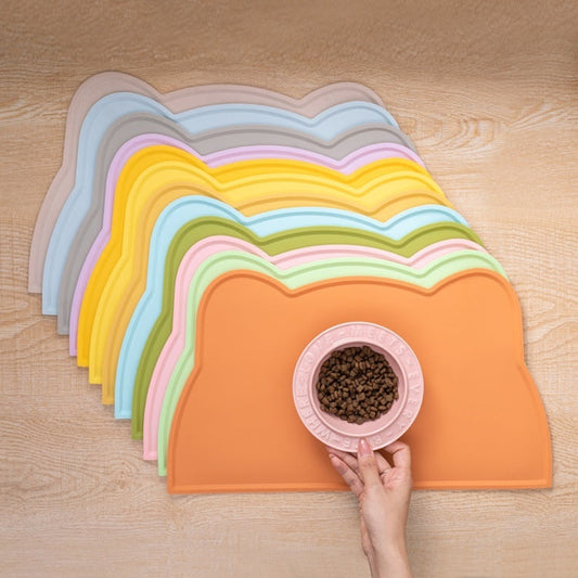 KFX-9436221 Cat Head-Shaped Silicone Mat – Easy to Clean, Spill Proof & Waterproof, Suitable for Pet Feeding