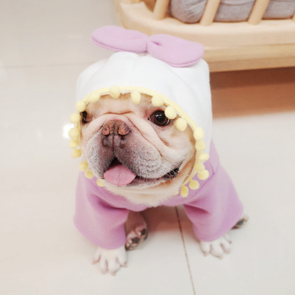 KFX-9437501 Purple Fleece Bow Sweater for Dogs - Autumn and Winter Stylish Apparel, Sizes S to XL