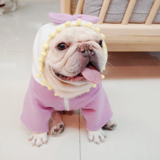 KFX-9437501 Purple Fleece Bow Sweater for Dogs - Autumn and Winter Stylish Apparel, Sizes S to XL