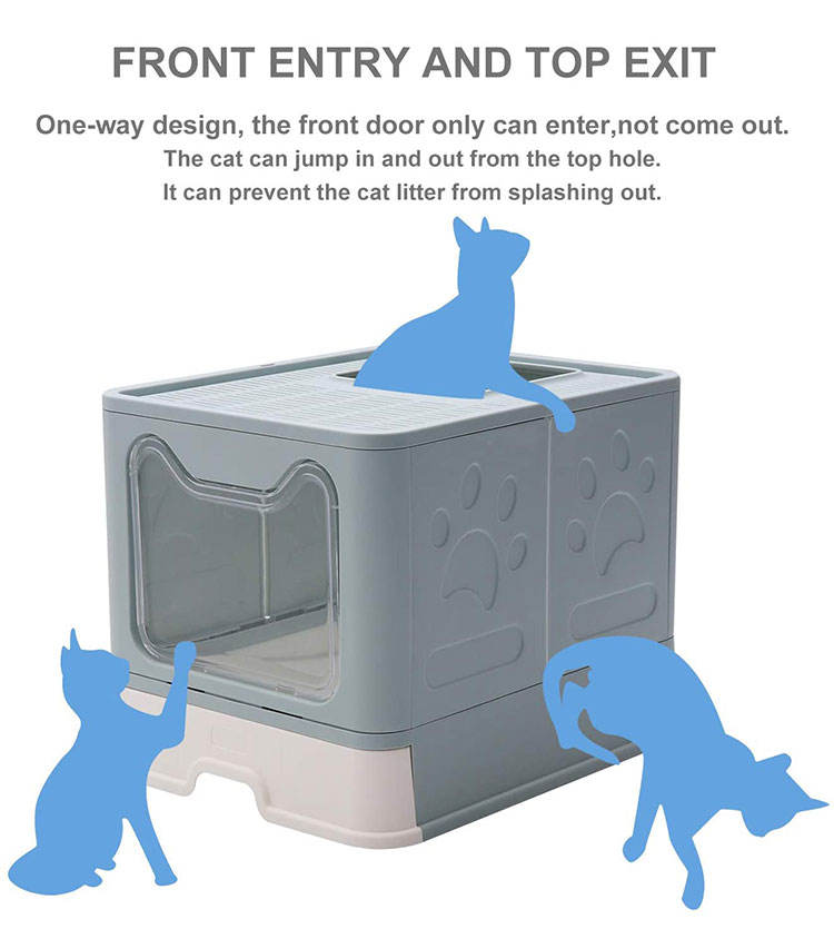 KFX-9438397 Extra Large Enclosed Cat Litter Box with Litter Catching Lid and Scoop for Big Cats