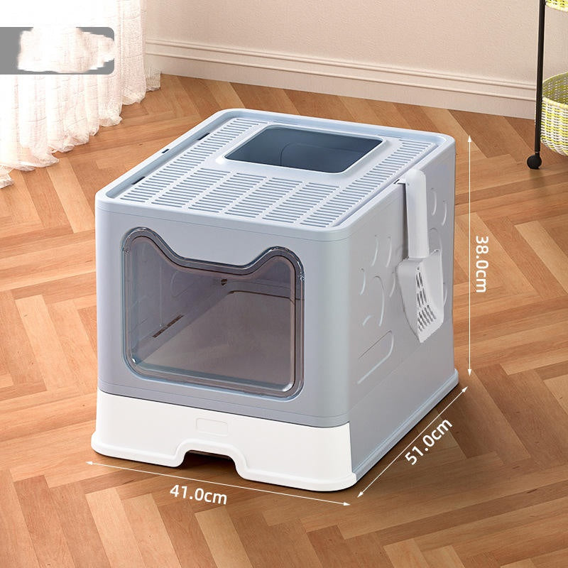 KFX-9438397 Extra Large Enclosed Cat Litter Box with Litter Catching Lid and Scoop for Big Cats