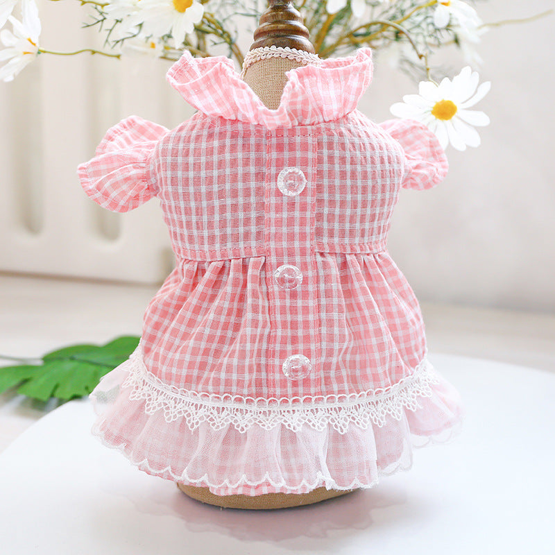 KFX-9438781 Princess Summer Floral Lace Dog Dress - Lightweight Polyester, Multiple Sizes Available