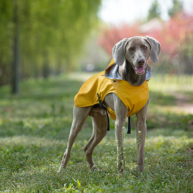 KFX-9440573 Portable PU Raincoat for Medium and Large Pets - Wine Red and Gold