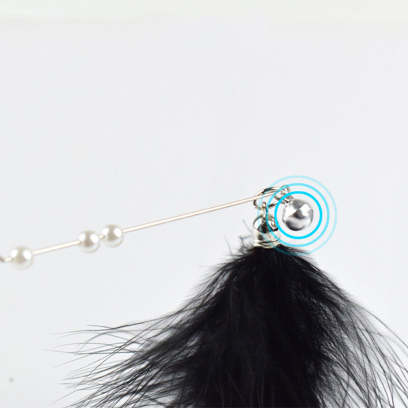 KFX-9443005 Spring Steel Wire Feather Cat Teaser Toy - Interactive Play for Cats