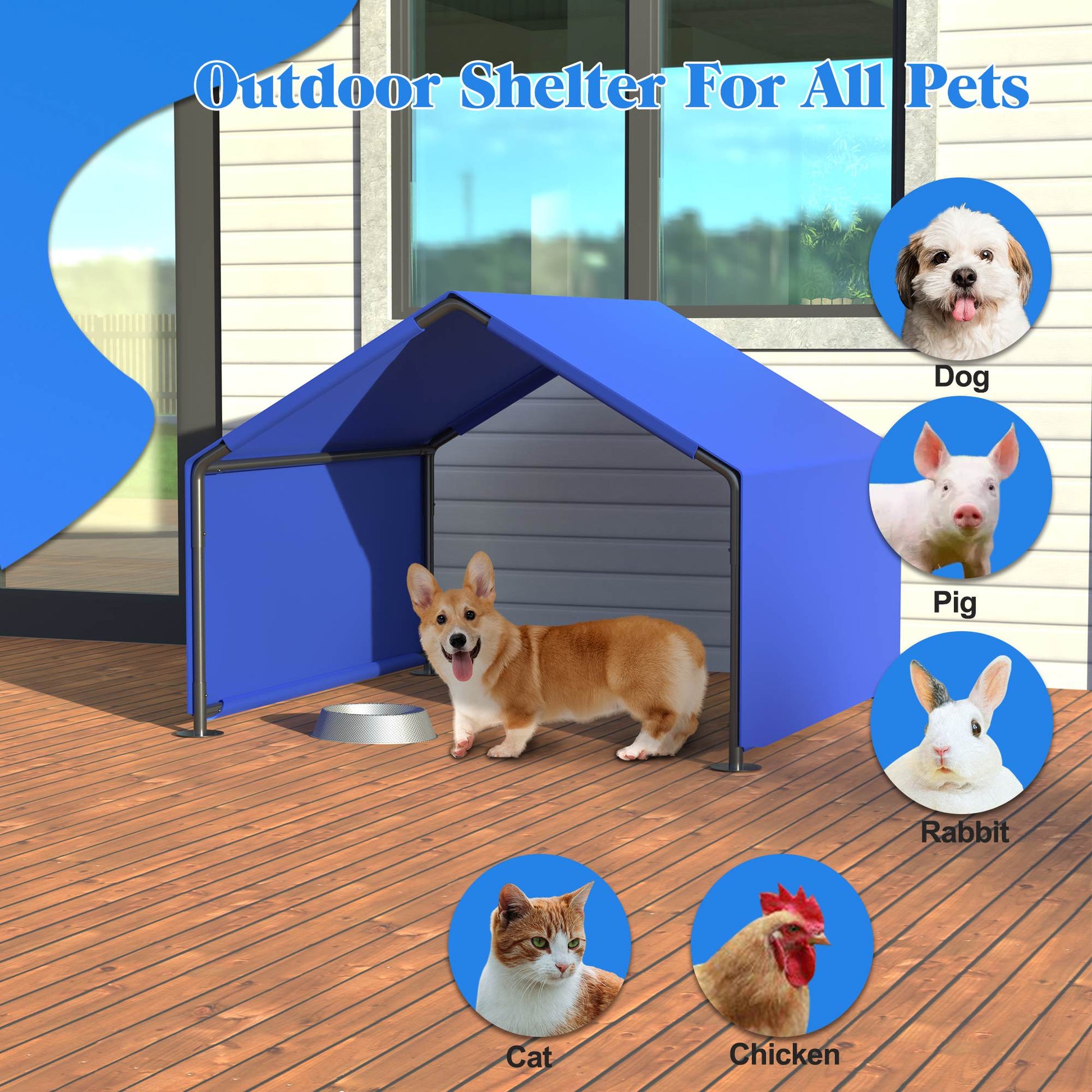 KFX-9443645 Outdoor Dog Shade Tent for Small to Medium Pets - Waterproof, UV Protection, Portable Shelter